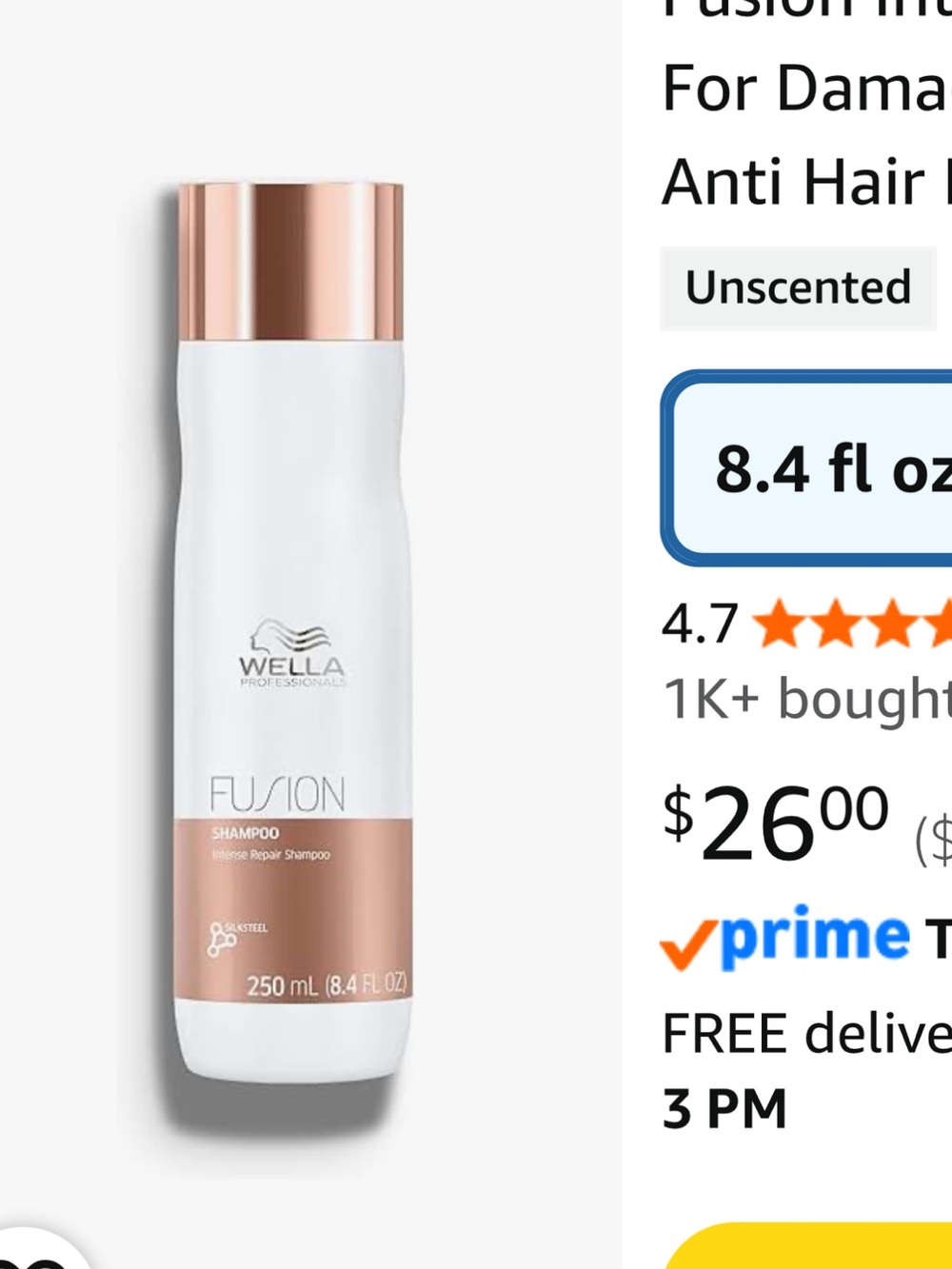 Wella Fusion Shampoo - White and Rose Gold